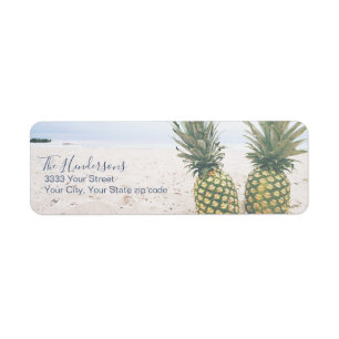 Tropical Beach Ananas Retouradres Label