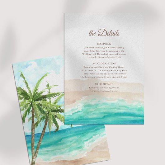 Tropical Beach and Palm Trees Trouwdetails Kaart