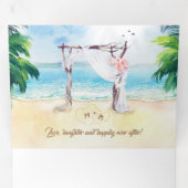 Tropical Beach Arbor Romantische bruiloft Drieluik Kaart (Binnenzijde eerst)