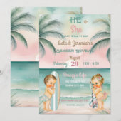 Tropical Beach Baby Geslacht Onthullen Blush Sage Kaart (Voorkant / Achterkant)