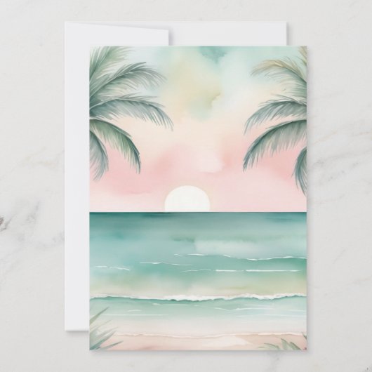 Tropical Beach Baby Geslacht Onthullen Blush Sage Kaart (Achterkant)