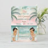 Tropical Beach Baby Geslacht Onthullen Blush Sage Kaart (Staand voorkant)