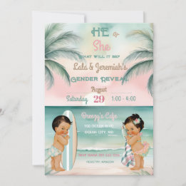 Tropical Beach Baby Geslacht Onthullen Blush Sage Kaart