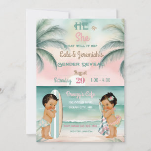 Tropical Beach Baby Geslacht Onthullen Blush Sage Kaart