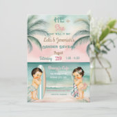 Tropical Beach Baby Geslacht Onthullen Blush Sage Kaart (Staand voorkant)