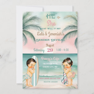 Tropical Beach Baby Geslacht Onthullen Blush Sage Kaart