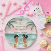 Tropical Beach Baby Geslacht Onthullen Blush Sage Papieren Bordje (Feest)