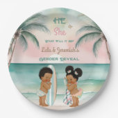 Tropical Beach Baby Geslacht Onthullen Blush Sage Papieren Bordje (Voorkant)