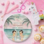 Tropical Beach Baby Geslacht Onthullen Blush Sage Papieren Bordje (Feest)