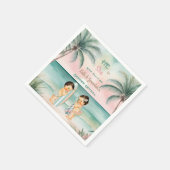 Tropical Beach Baby Geslacht Onthullen Blush Sage Servet (Hoek)