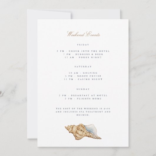 Tropical Beach Bachelor Weekend Invitation Kaart (Achterkant)