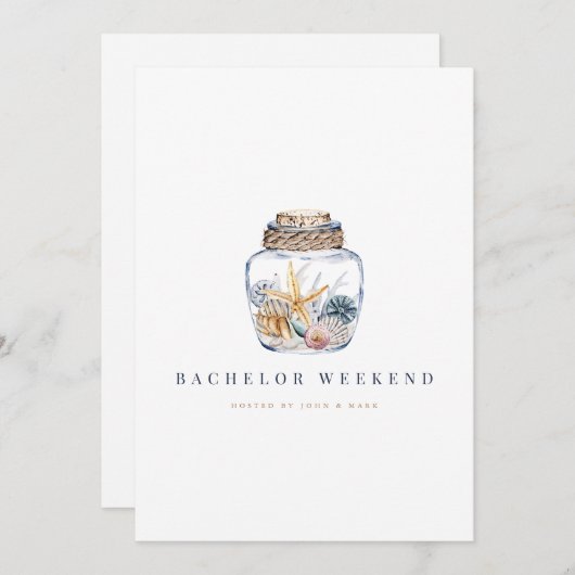Tropical Beach Bachelor Weekend Invitation Kaart (Voorkant / Achterkant)