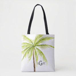 Tropical Beach Bag Palm Tree Monogram Tote Bag