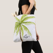 Tropical Beach Bag Palm Tree Monogram Tote Bag (Dichtbij)