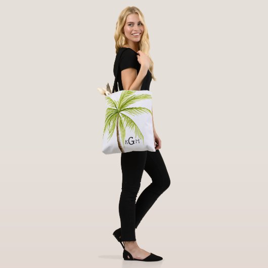 Tropical Beach Bag Palm Tree Monogram Tote Bag (Op model)