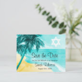 Tropical Beach Bat Mitswa Bewaar de datum Aankondigingskaart (Staand voorkant)