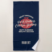 Tropical Beach BBQ Pit Master Dad Custom Strandlaken (Voorkant)