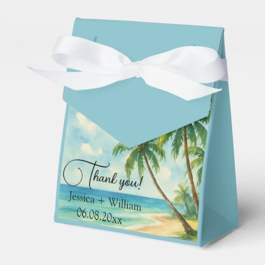 Tropical Beach Bestemming Bruiloft Dank u Bedankdoosjes (Voorkant Zijde)