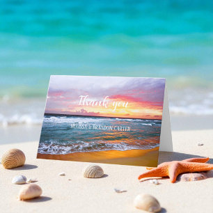 Tropical Beach Bestemming Bruiloft Dank u Bedankkaart