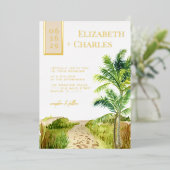 Tropical Beach Bestemming Bruiloft Folie Uitnodigi Folie Uitnodiging (Staand Voorkant)