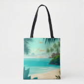 Tropical Beach Bestemming Passen getrouwd Huwelijk Tote Bag (Voorkant)