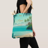 Tropical Beach Bestemming Passen getrouwd Huwelijk Tote Bag (Dichtbij)