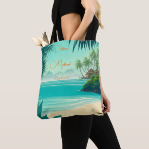 Tropical Beach Bestemming Passen getrouwd Huwelijk Tote Bag