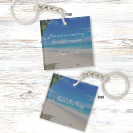 Tropical Beach Bijbel vers Psalm 119:105 Sleutelhanger