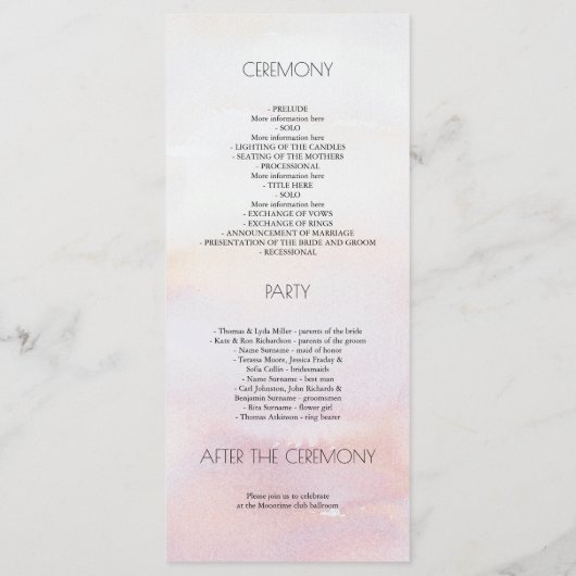 Tropical Beach Bloemen Trouwprogramma's Programmakaart (Achterkant)