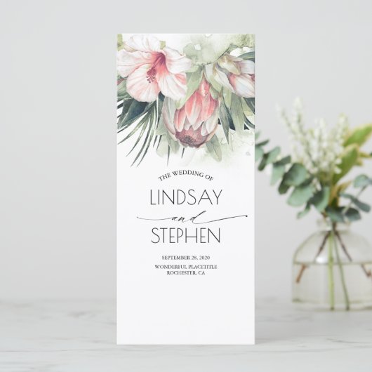 Tropical Beach Bloemen Trouwprogramma's Programmakaart (Staand voorkant)