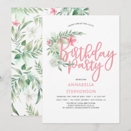 Tropical Beach Bloemen Verjaardagsfeest Kaart