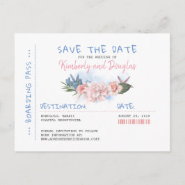 Tropical Beach Boarding Pass Ticket Save the Date Aankondigingskaart