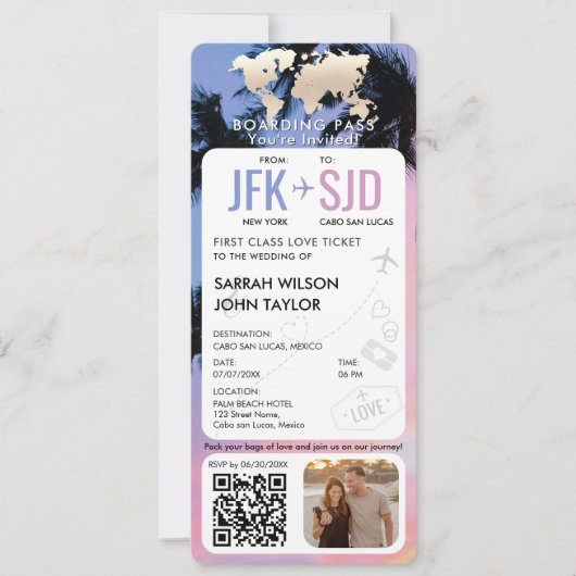 Tropical Beach Boarding Pass-ticketbestemming Kaart (Voorkant)