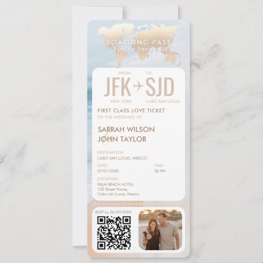 Tropical Beach Boarding Pass-ticketbestemming Kaart (Voorkant)