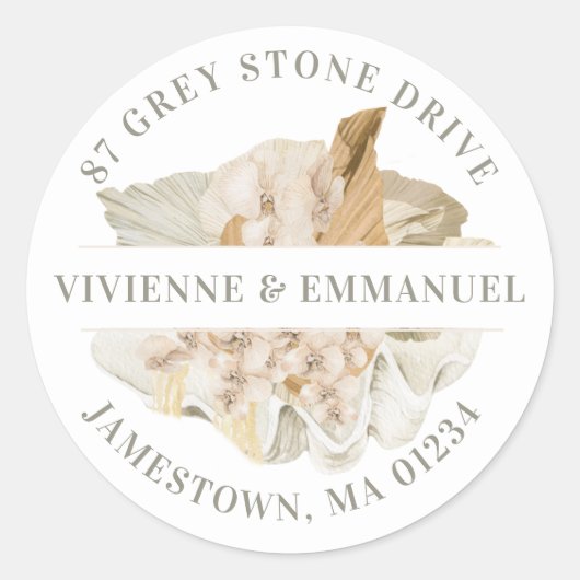 Tropical Beach Boho Retouradreslabel Ronde Sticker (Voorkant)