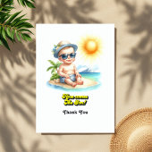 Tropical Beach Boy Here Comes The Son Baby shower Bedankkaart