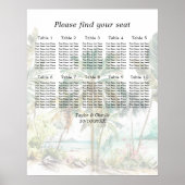 Tropical Beach Bruiloft 10 Tafels Zitkaarten Poster (Voorkant)