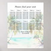 Tropical Beach Bruiloft 10 Tafels Zitkaarten Poster (Voorkant)