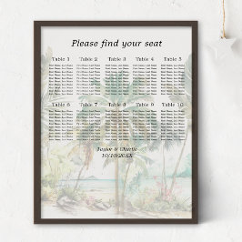 Tropical Beach Bruiloft 10 Tafels Zitkaarten Poster