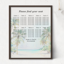 Tropical Beach Bruiloft 10 Tafels Zitkaarten Poster