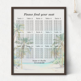 Tropical Beach Bruiloft 15 Tafels Zitkaart Poster