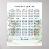 Tropical Beach Bruiloft 15 Tafels Zitkaart Poster (Voorkant)