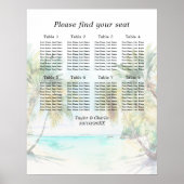 Tropical Beach Bruiloft 8 Tafels Zitkaarten Poster (Voorkant)