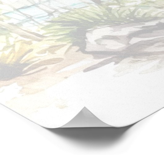 Tropical Beach Bruiloft 8 Tafels Zitkaarten Poster (Hoek)