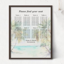 Tropical Beach Bruiloft 8 Tafels Zitkaarten Poster