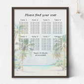 Tropical Beach Bruiloft 8 Tafels Zitkaarten Poster