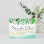 Tropical Beach Bruiloft Aquarel Save the Date Briefkaart (Staand voorkant)
