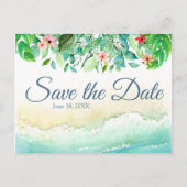 Tropical Beach Bruiloft Aquarel Save the Date Briefkaart (Voorkant)