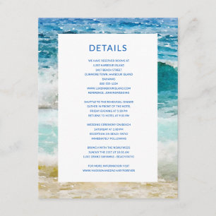 Tropical Beach bruiloft details Informatiekaartje
