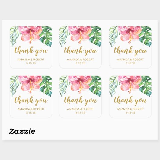 Tropical Beach bruiloft gunst Sticker (Vel)